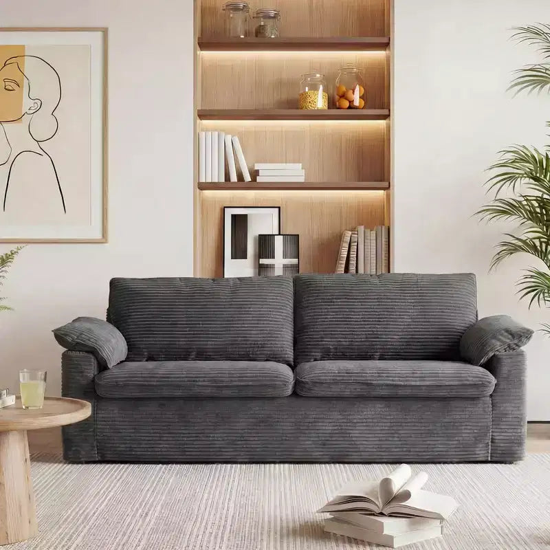 Dyonery 70 Loveseat Divano a due posti in velluto a coste, divano a due posti moderno, divano sfoderabile con seduta profonda, 2 ampi cuscini bracciolo e schienale morbido