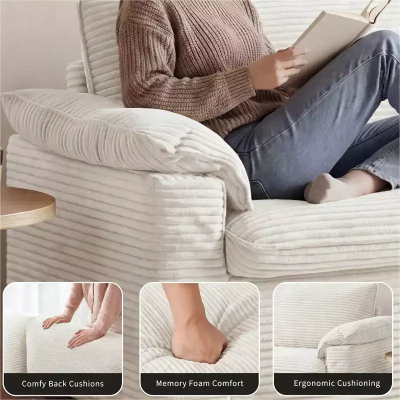 Dyonery 70 Loveseat Divano a due posti in velluto a coste, divano a due posti moderno, divano sfoderabile con seduta profonda, 2 ampi cuscini bracciolo e schienale morbido