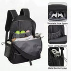 Zaino da tennis con scomparto imbottito per racchetta e borsa per scarpe ventilata, borsa sportiva leggera per racchette da pickleball e badminton
