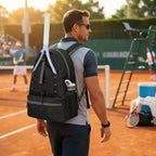 Zaino da tennis con scomparto imbottito per racchetta e borsa per scarpe ventilata, borsa sportiva leggera per racchette da pickleball e badminton