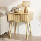 Karl Home Comodino da 48 cm con venature rovere, truciolato e MDF, melaminico e termoformato, 1 cassetto, gambe alte (2 pezzi)