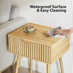 Karl Home Comodino da 48 cm con venature rovere, truciolato e MDF, melaminico e termoformato, 1 cassetto, gambe alte (2 pezzi)