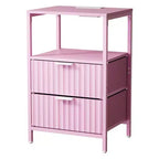 Table de chevet Karl Home de 38 cm de large - 2 tiroirs, 1 étagère, prise américaine
