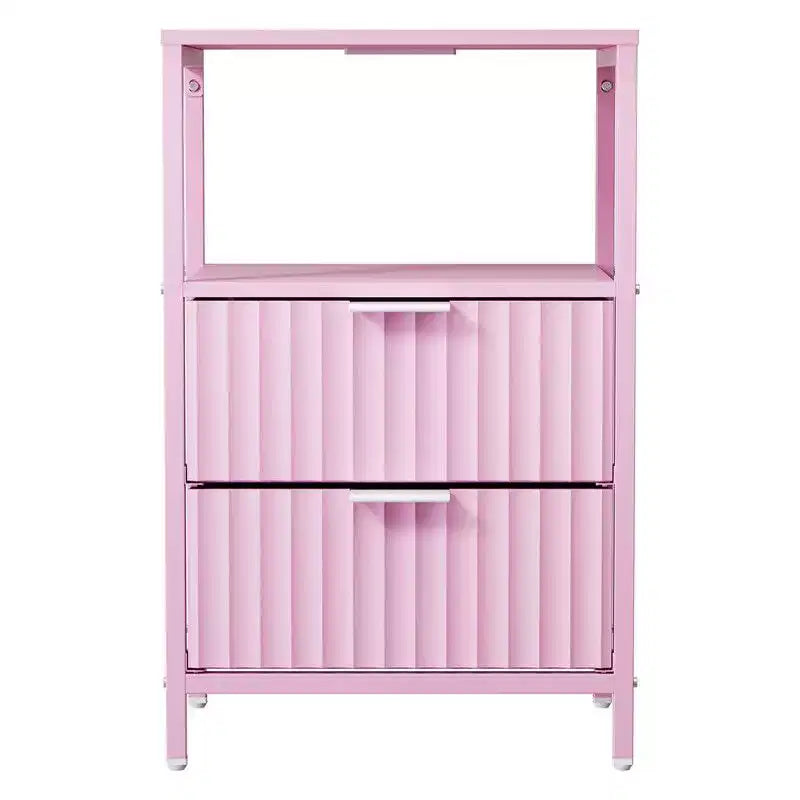 Table de chevet Karl Home de 38 cm de large - 2 tiroirs, 1 étagère, prise américaine