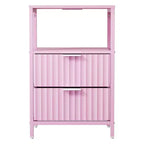 Table de chevet Karl Home de 38 cm de large - 2 tiroirs, 1 étagère, prise américaine