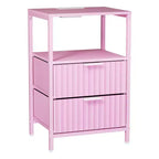 Table de chevet Karl Home de 38 cm de large - 2 tiroirs, 1 étagère, prise américaine