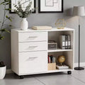 Karl Home31.5In. W 3-Drawer Wooden File Cabinet with Flat Side Table