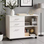 Karl Home31.5In. W 3-Drawer Wooden File Cabinet with Flat Side Table