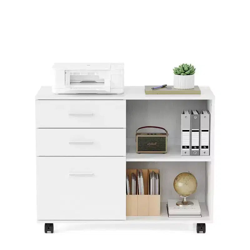 Karl Home Classificatore in legno a 3 cassetti largo 80 cm con tavolino laterale piano