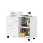 Karl Home Classificatore in legno a 3 cassetti largo 80 cm con tavolino laterale piano