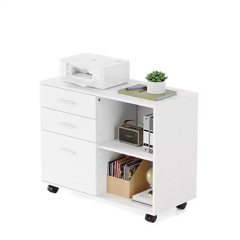 Karl Home Classificatore in legno a 3 cassetti largo 80 cm con tavolino laterale piano