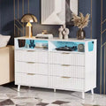 Karl Home 6 Drawer Cabinet with Fluted Panel RGB LED Light 47 Inch W