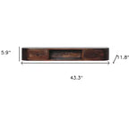 HomeRoots Consolle sospesa in legno massello di castagno da 43" con ripiano e due cassetti