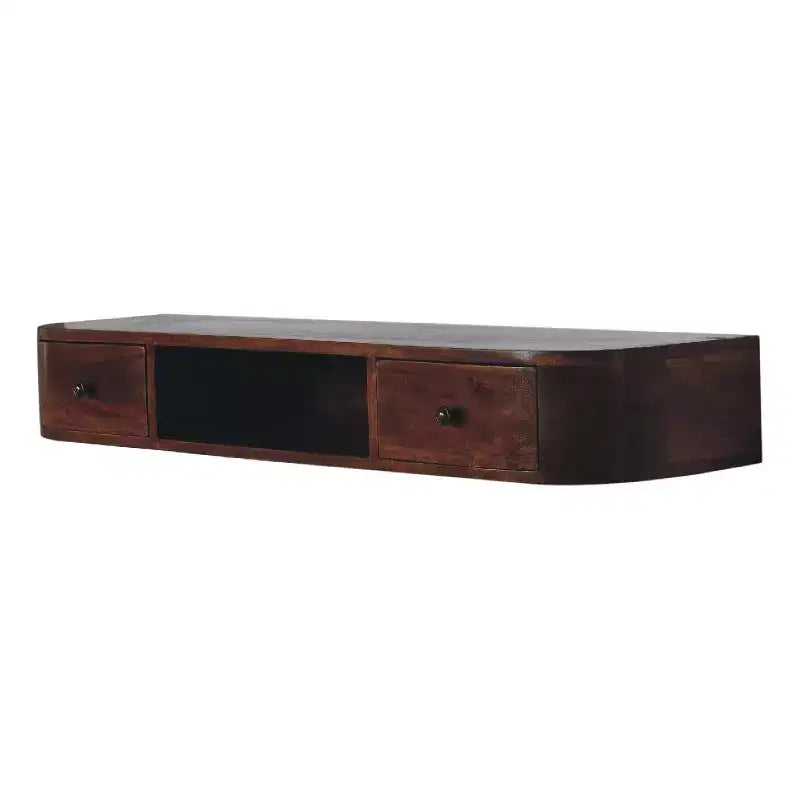 HomeRoots Consolle sospesa in legno massello di castagno da 43" con ripiano e due cassetti