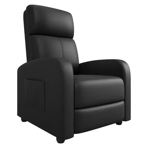 39.8 Recliner Chair for Adults, Adjustable PU Leather Lazy Recliner with Tall Back, Side Pocket, Padded Seating for Living Room & Home Theater
