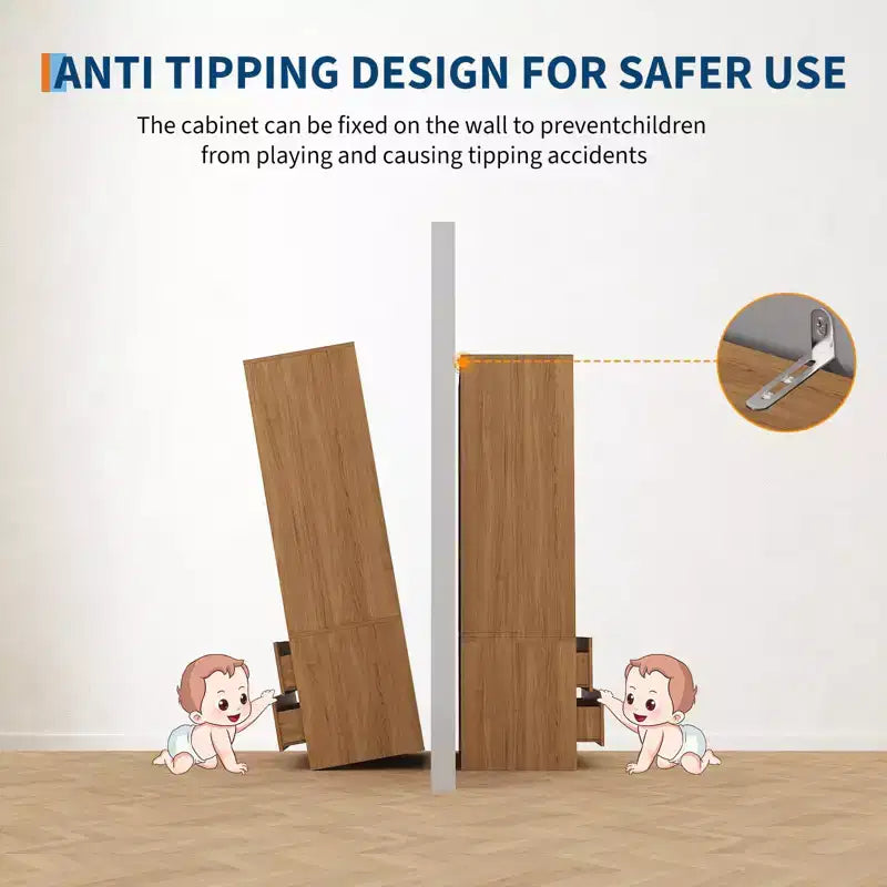 Armadio con ante scanalate, armadio in legno da 180 cm con 2 ante, 2 cassetti, ripiano regolabile e bastone appendiabiti, mobile contenitore per vestiti
