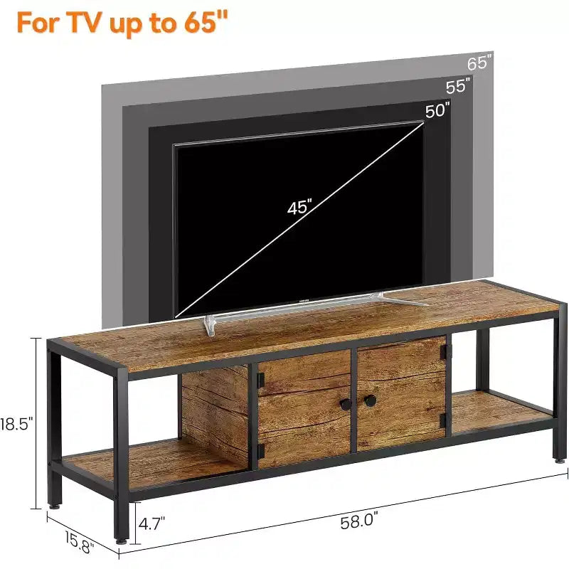 Mobile TV in Legno per TV da 65 Pollici, Centro Intrattenimento con Spazio di Archiviazione Adatto a TV fino a 75 Pollici