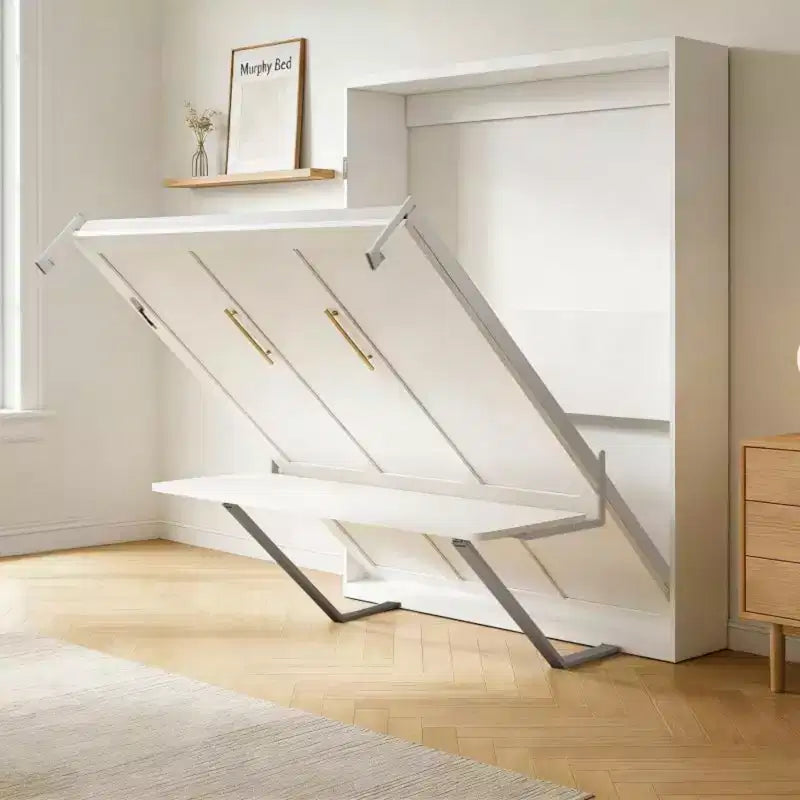 GDFStudio Winslow Letto a scomparsa moderno in legno con scrivania integrata e gambe automatiche