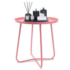 AEELLEEA Tavolino Rotondo Moderno da Esterno Piccolo Tavolino da Caffè e Snack in Metallo per Soggiorno, Camera da Letto, Patio, Giardino, Portico, Balcone (Rosa)