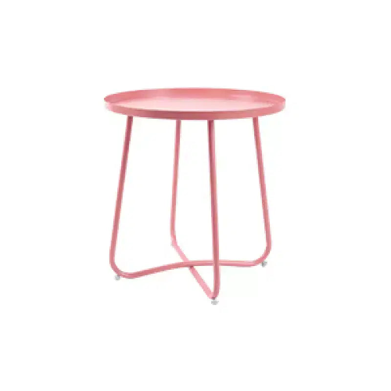 AEELLEEA Tavolino Rotondo Moderno da Esterno Piccolo Tavolino da Caffè e Snack in Metallo per Soggiorno, Camera da Letto, Patio, Giardino, Portico, Balcone (Rosa)