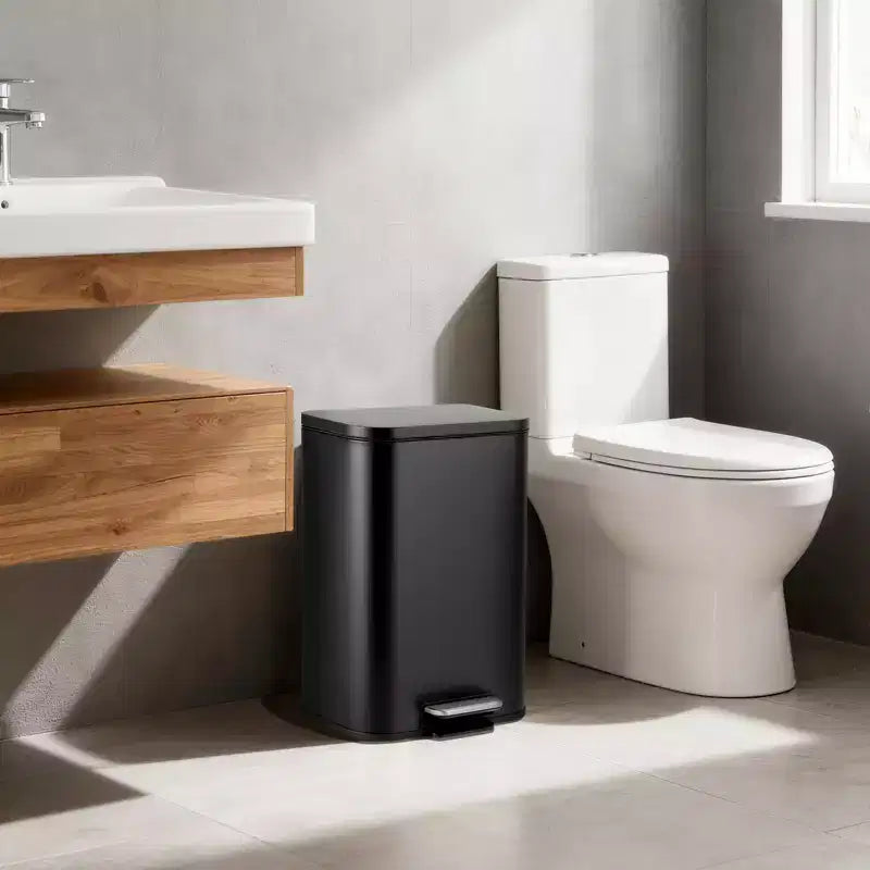 Pattumiera in Acciaio Inox - Anti-Impronta, Coperchio a Chiusura Ammortizzata, Secchio Interno Rimovibile, Contenitore a Pedale Salvaspazio - per Cucina, Ufficio, Bagno