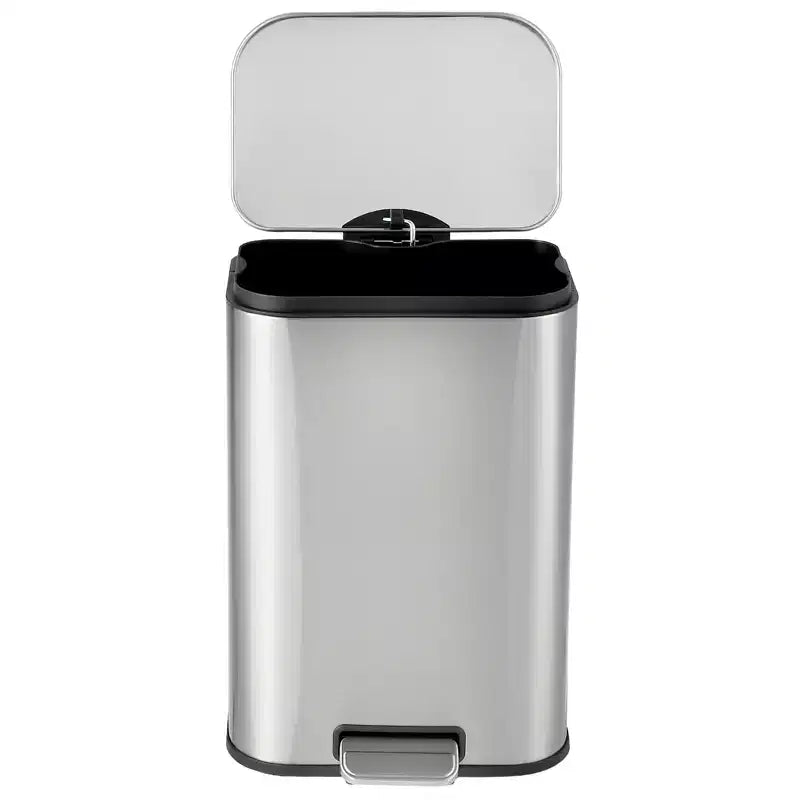Pattumiera in Acciaio Inox - Anti-Impronta, Coperchio a Chiusura Ammortizzata, Secchio Interno Rimovibile, Contenitore a Pedale Salvaspazio - per Cucina, Ufficio, Bagno