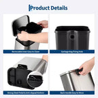Pattumiera in Acciaio Inox - Anti-Impronta, Coperchio a Chiusura Ammortizzata, Secchio Interno Rimovibile, Contenitore a Pedale Salvaspazio - per Cucina, Ufficio, Bagno