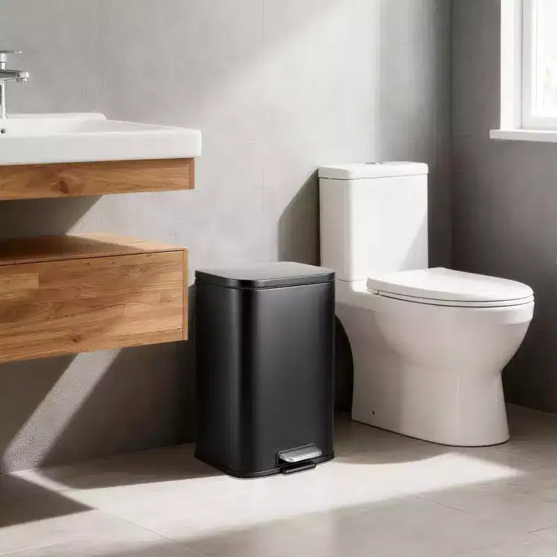 Pattumiera in Acciaio Inox - Anti-Impronta, Coperchio a Chiusura Ammortizzata, Secchio Interno Rimovibile, Contenitore a Pedale Salvaspazio - per Cucina, Ufficio, Bagno
