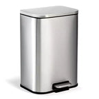 Pattumiera in Acciaio Inox - Anti-Impronta, Coperchio a Chiusura Ammortizzata, Secchio Interno Rimovibile, Contenitore a Pedale Salvaspazio - per Cucina, Ufficio, Bagno
