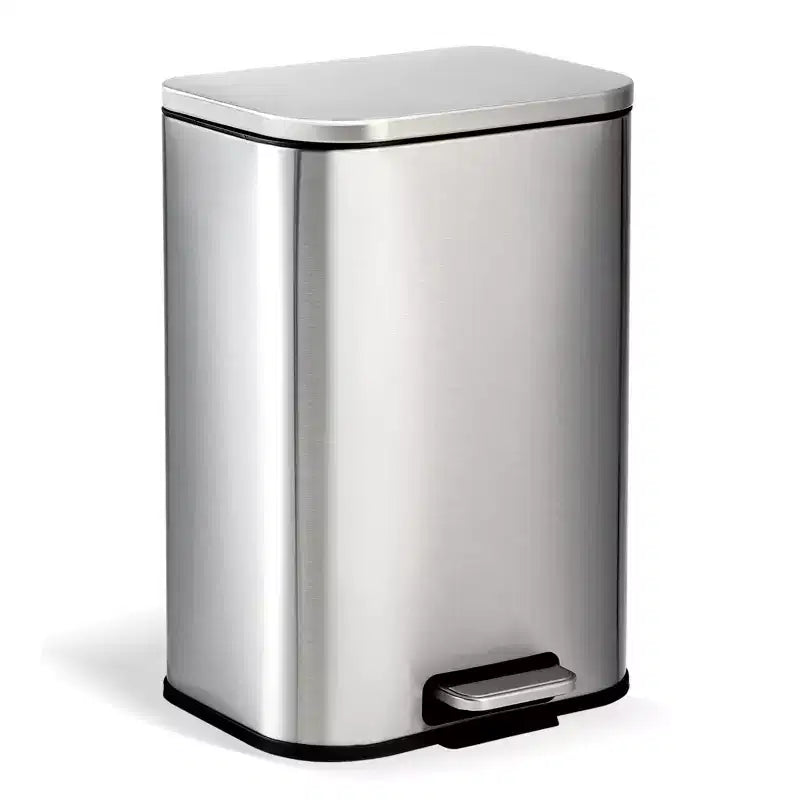 Pattumiera in Acciaio Inox - Anti-Impronta, Coperchio a Chiusura Ammortizzata, Secchio Interno Rimovibile, Contenitore a Pedale Salvaspazio - per Cucina, Ufficio, Bagno