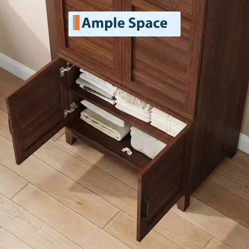 Guardaroba Armadio a 4 Ante da 72 Pollici, Armadio da Camera in Legno con Asta Appendiabiti e Ripiano Regolabile, Mobile Contenitore per Vestiti