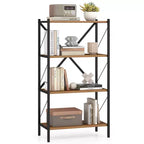 Costway 4-Tier Bookshelf Industrial Bookcase w/Heavy-Duty Metal Frame for Living Room