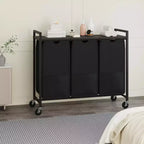 Portabiancheria con Ruote e Sacchi Rimovibili, Carrello Portabiancheria a 3 Scomparti con Ripiano per Camera da Letto Bagno Dormitorio, Cesto Portabiancheria Salvaspazio