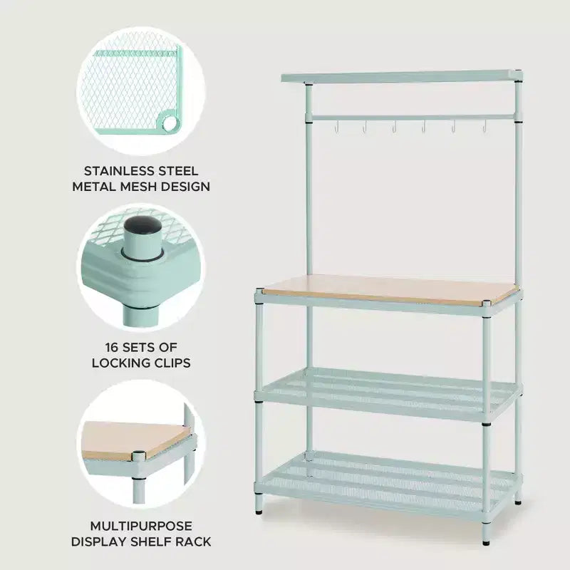 Design Ideas MeshWorks Scaffale in metallo multiuso con ripiani in legno per garage e cucina, 35,4 x 17,7 x 63, bianco