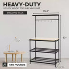 Design Ideas MeshWorks Scaffale in metallo multiuso con ripiani in legno per garage e cucina, 35,4 x 17,7 x 63, bianco