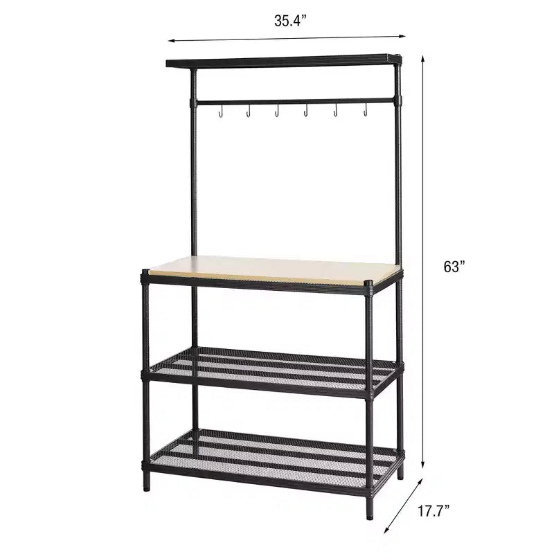 Design Ideas MeshWorks Scaffale in metallo multiuso con ripiani in legno per garage e cucina, 35,4 x 17,7 x 63, bianco