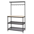 Design Ideas MeshWorks Metal Storage Utility Wood Top Shelving Unit Rack for Garage and Kitchen Storage, 35.4 x 17.7 x 63, White