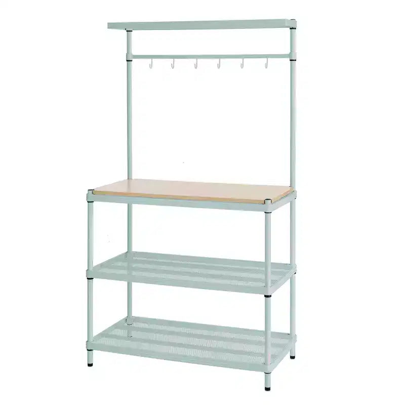 Design Ideas MeshWorks Scaffale in metallo multiuso con ripiani in legno per garage e cucina, 35,4 x 17,7 x 63, bianco
