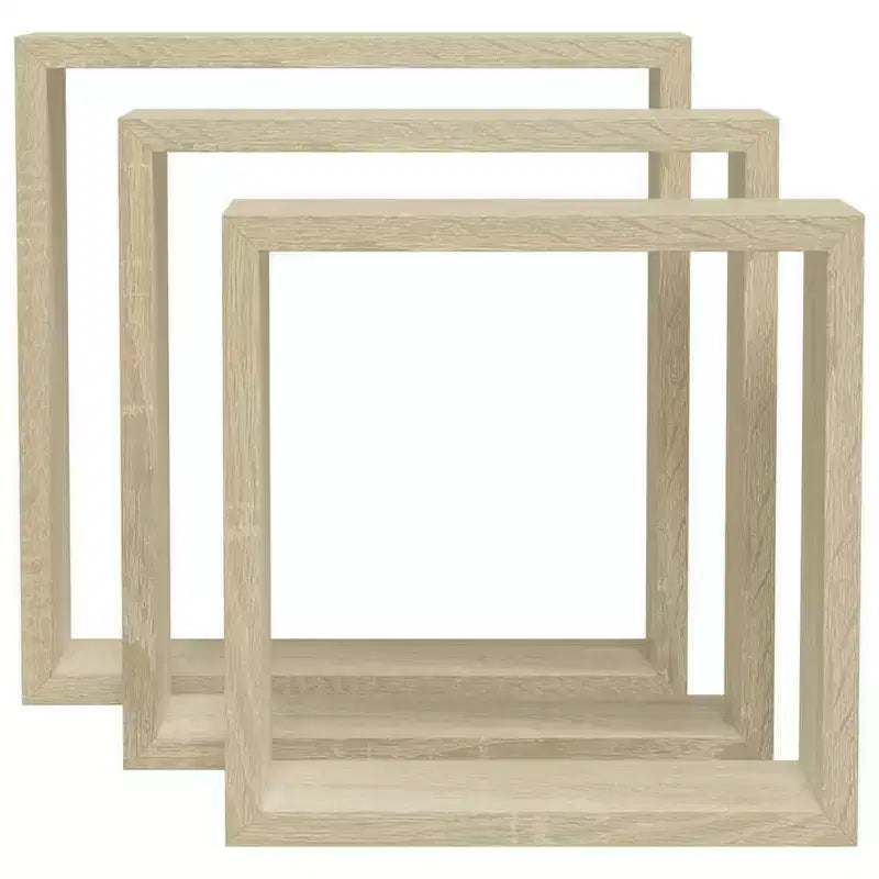 vidaXL Set 3 Scaffali Cubici a Muro Rovere Sonoma MDF Grande, Medio, Piccolo