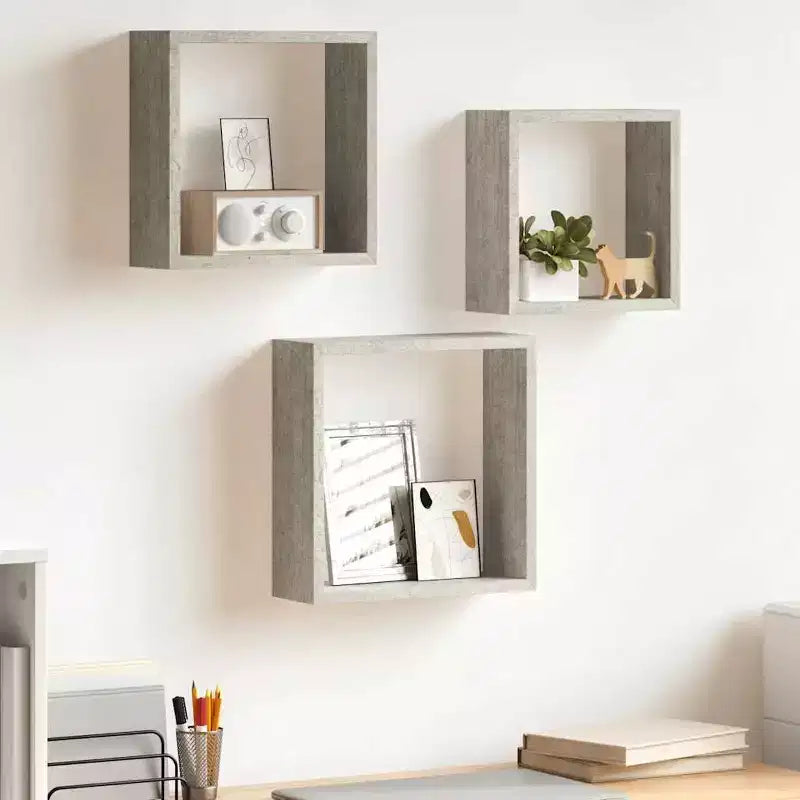 vidaXL Set 3 Scaffali Cubici a Muro Rovere Sonoma MDF Grande, Medio, Piccolo