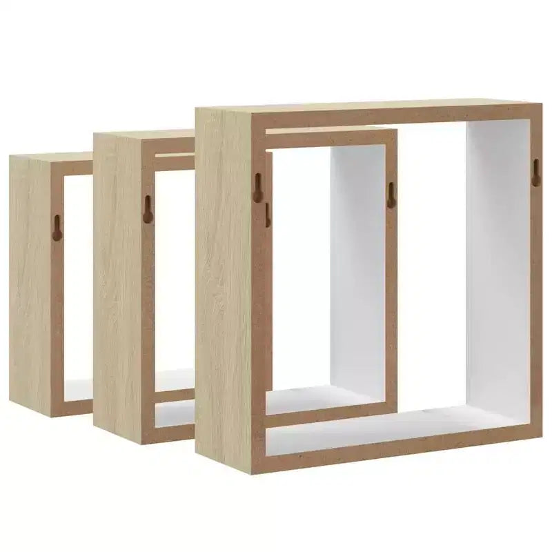 vidaXL Set 3 Scaffali Cubici a Muro Rovere Sonoma MDF Grande, Medio, Piccolo