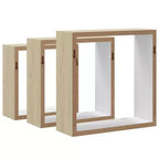 vidaXL Set 3 Scaffali Cubici a Muro Rovere Sonoma MDF Grande, Medio, Piccolo