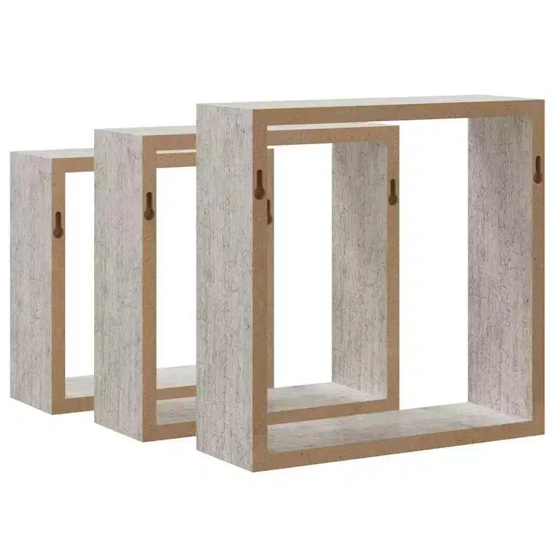 vidaXL Set 3 Scaffali Cubici a Muro Rovere Sonoma MDF Grande, Medio, Piccolo