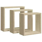 vidaXL Set 3 Scaffali Cubici a Muro Rovere Sonoma MDF Grande, Medio, Piccolo