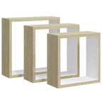 vidaXL Set 3 Scaffali Cubici a Muro Rovere Sonoma MDF Grande, Medio, Piccolo