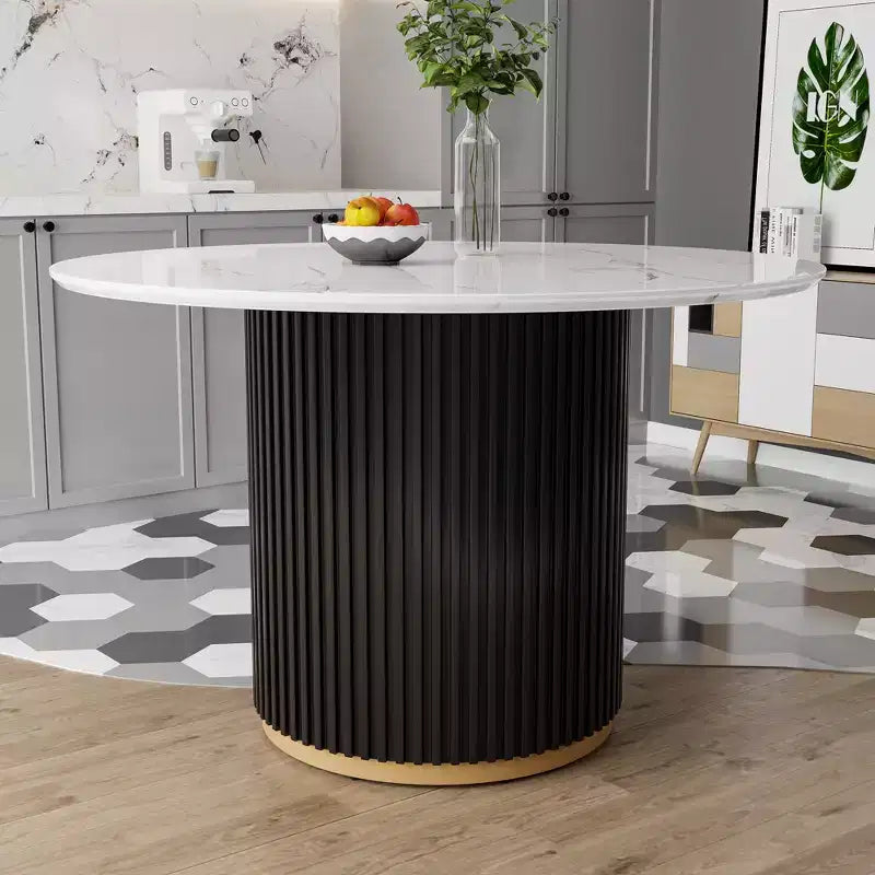 GDFStudio Chloe Modern 46 Inch Round Faux Marble Dining Table