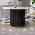 Tavolo da pranzo rotondo moderno GDFStudio Chloe da 46 pollici in finto marmo