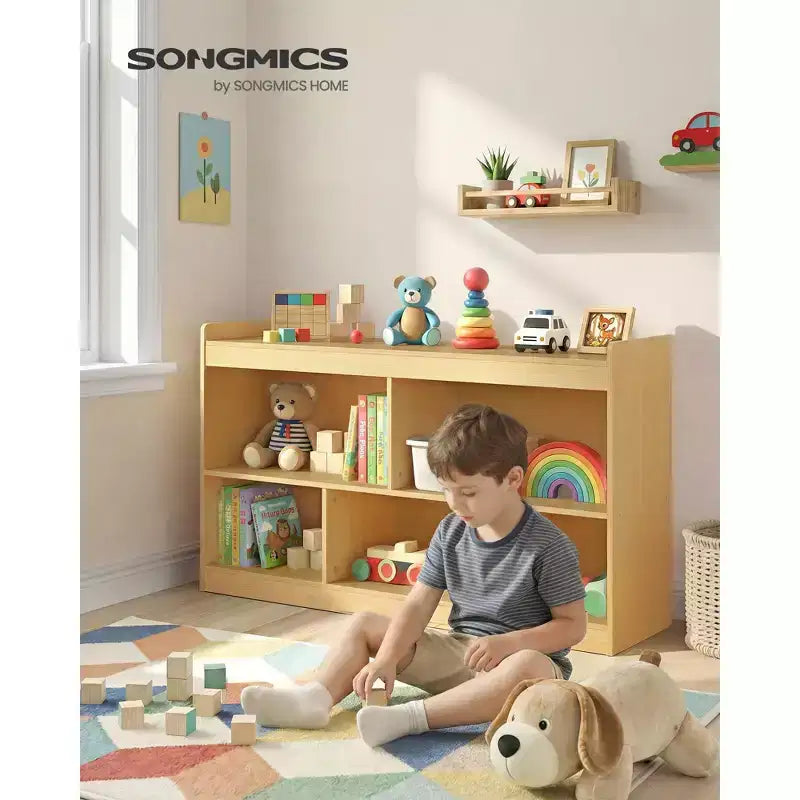 SONGMICS Scaffale Porta Giocattoli per Bambini, Scaffale Montessori con 5 Scomparti Aperti, per Stanza dei Bambini, Sala Giochi, 30 x 112,2 x 65 cm