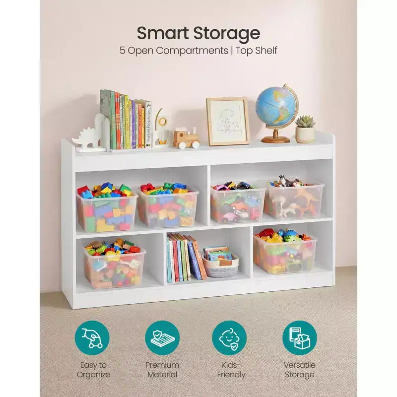 SONGMICS Scaffale Porta Giocattoli per Bambini, Scaffale Montessori con 5 Scomparti Aperti, per Stanza dei Bambini, Sala Giochi, 30 x 112,2 x 65 cm