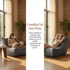 Poltrona a sacco gigante Divano pigro da terra, Divano Fireside in memory foam per adulti, Poltrona a sacco grande senza braccioli in ecopelle per soggiorno, camera da letto, dormitorio, ufficio